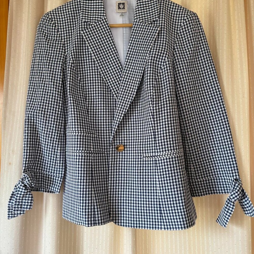 Anne Klein Bazer, navy / white checked